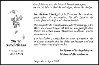 Anzeige von Dieter Drochelmann 