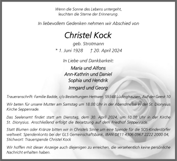 Anzeige von Christel Kock 