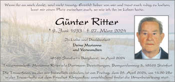 Anzeige von Günter Ritter 