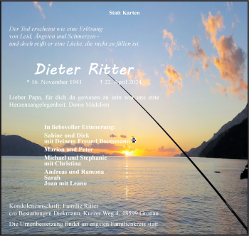 Anzeige von Dieter Ritter 
