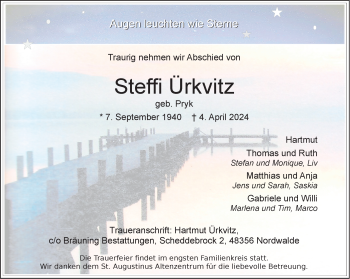 Anzeige von Steffi Ürkvitz 