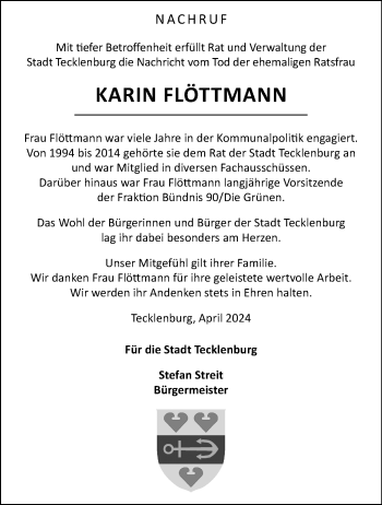 Anzeige von Karin Flöttmann 