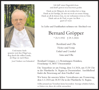 Anzeige von Bernard Gröpper 