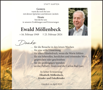 Anzeige von Ewald Möllenbeck 