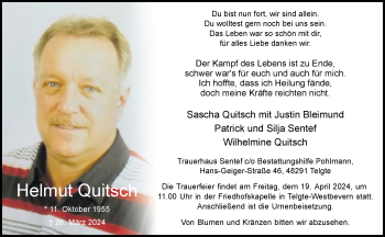 Anzeige von Helmut Quitsch 