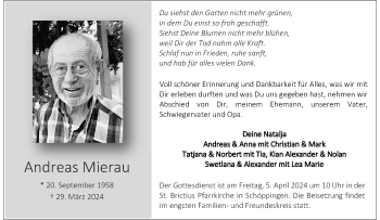 Anzeige von Andreas Mierau 