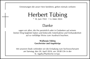 Anzeige von Herbert Tübing 