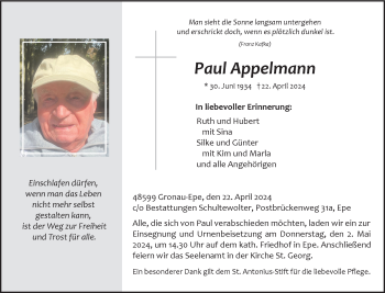 Anzeige von Paul Appelmann 