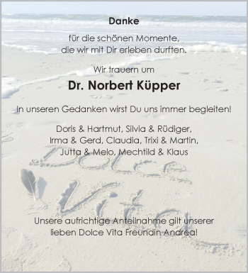 Anzeige von Dr. Norbert Küpper 