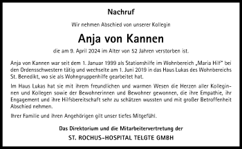 Anzeige von Anja von Kannen 