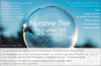 Anzeige von Marianne Thier 
