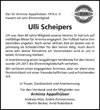 Anzeige von Ulli Scheipers 