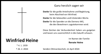 Anzeige von Winfried Heine 