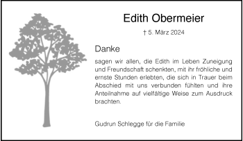 Anzeige von Edith Obermeier 