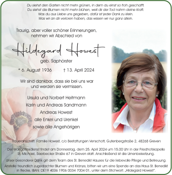 Anzeige von Hildegard Howest 