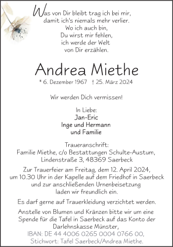 Anzeige von Andrea Miethe 
