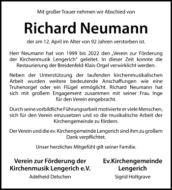 Anzeige von Richard Neumann 