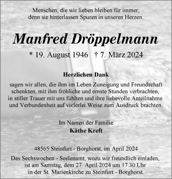 Anzeige von Manfred Dröppelmann 