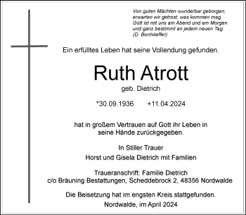 Anzeige von Ruth Atrott 