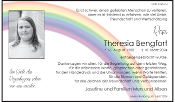 Anzeige von Theresia Bengfort 