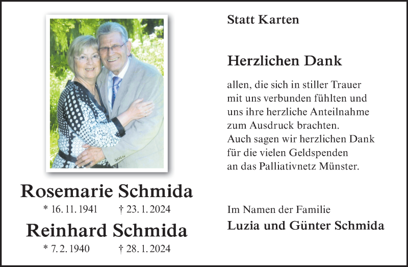  Traueranzeige für Reinhard Schmida vom 29.03.2024 aus 