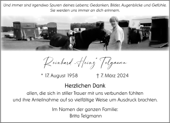 Anzeige von Reinhard Telgmann 