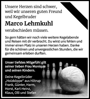 Anzeige von Marco Lehmkuhl 