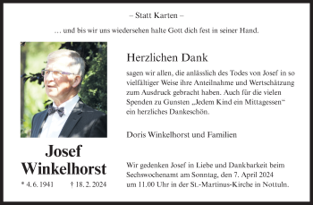 Anzeige von Josef Winkelhorst 
