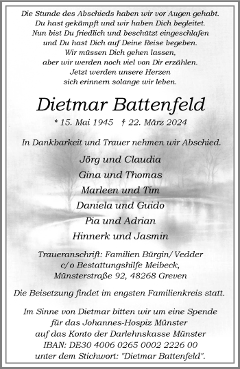Anzeige von Dietmar Battenfeld 