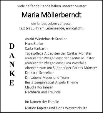 Anzeige von Maria Möllerberndt 