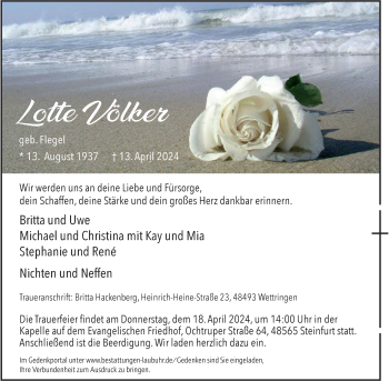 Anzeige von Lotte Völker 