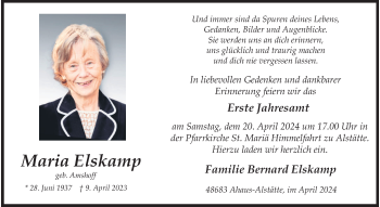 Anzeige von Maria Elskamp 