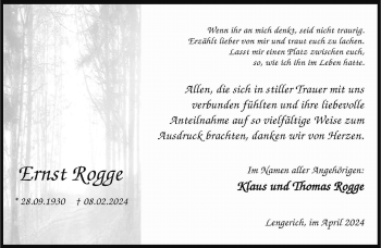 Anzeige von Ernst Rogge 