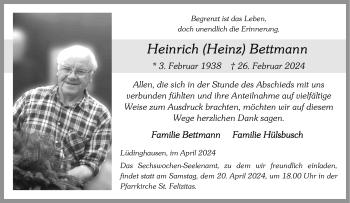 Anzeige von Heinrich Bettmann 