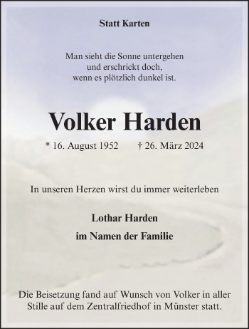 Anzeige von Volker Harden 