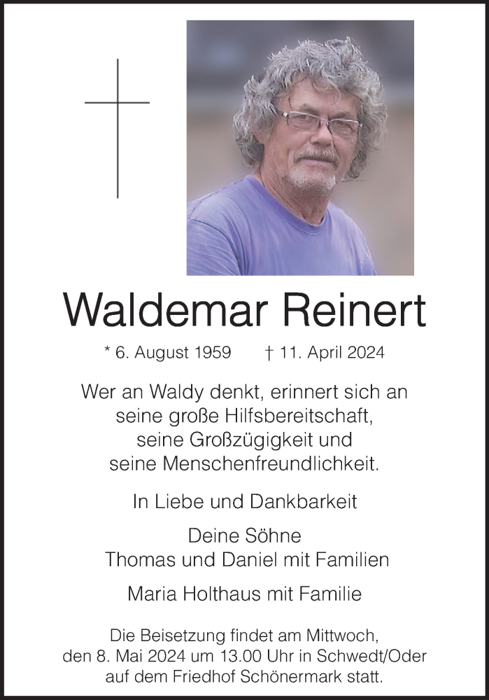  Traueranzeige für Waldemar Reinert vom 20.04.2024 aus 