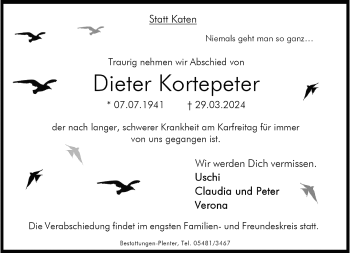 Anzeige von Dieter Kortepeter 