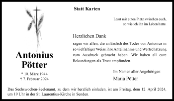 Anzeige von Antonius Pötter 
