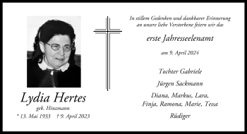Anzeige von Lydia Hertes 