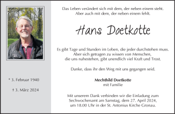 Anzeige von Hans Doetkotte 