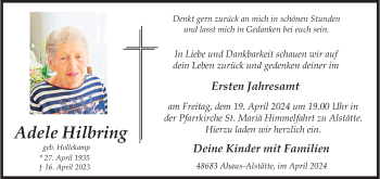 Anzeige von Adele Hilbring 