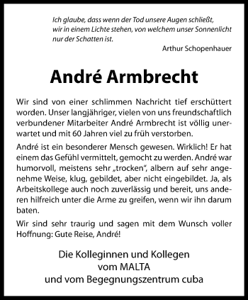 Anzeige von André Armbrecht 