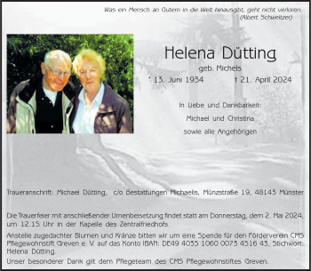 Anzeige von Helena Dütting 