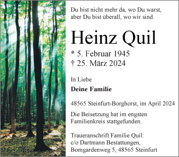 Anzeige von Heinz Quil 