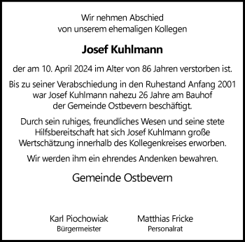 Anzeige von Josef Kuhlmann 