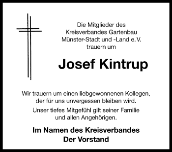 Anzeige von Josef Kintrup 