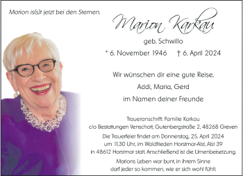 Anzeige von Marion Karkau 