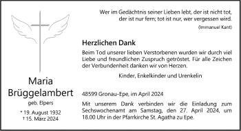 Anzeige von Maria Brüggelambert 
