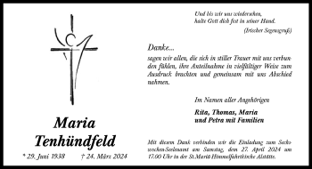 Anzeige von Maria Tenhündfeld 