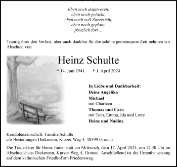 Anzeige von Heinz Schulte 